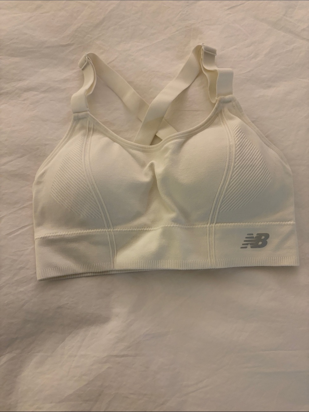 New Balance Cream Crossback Padded Sports Bra